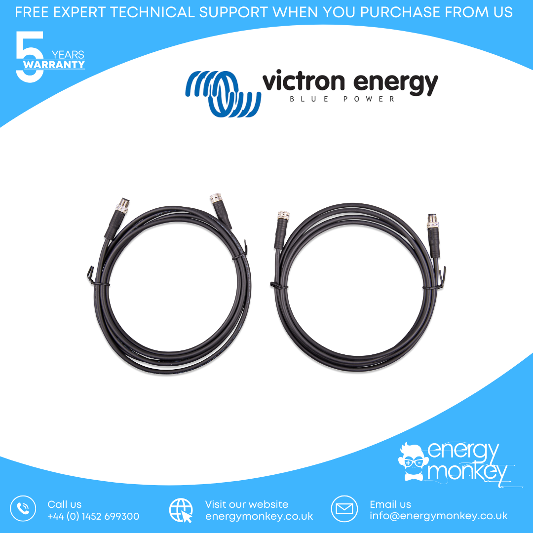 Victron M8 circular connector Male/Female 3 pole cable 1m (bag of 2) (ASS030560100)