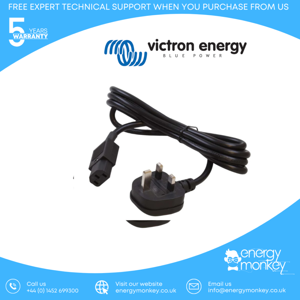 Victron Mains Cord UK for Smart IP43/Skylla-S Charger 2m