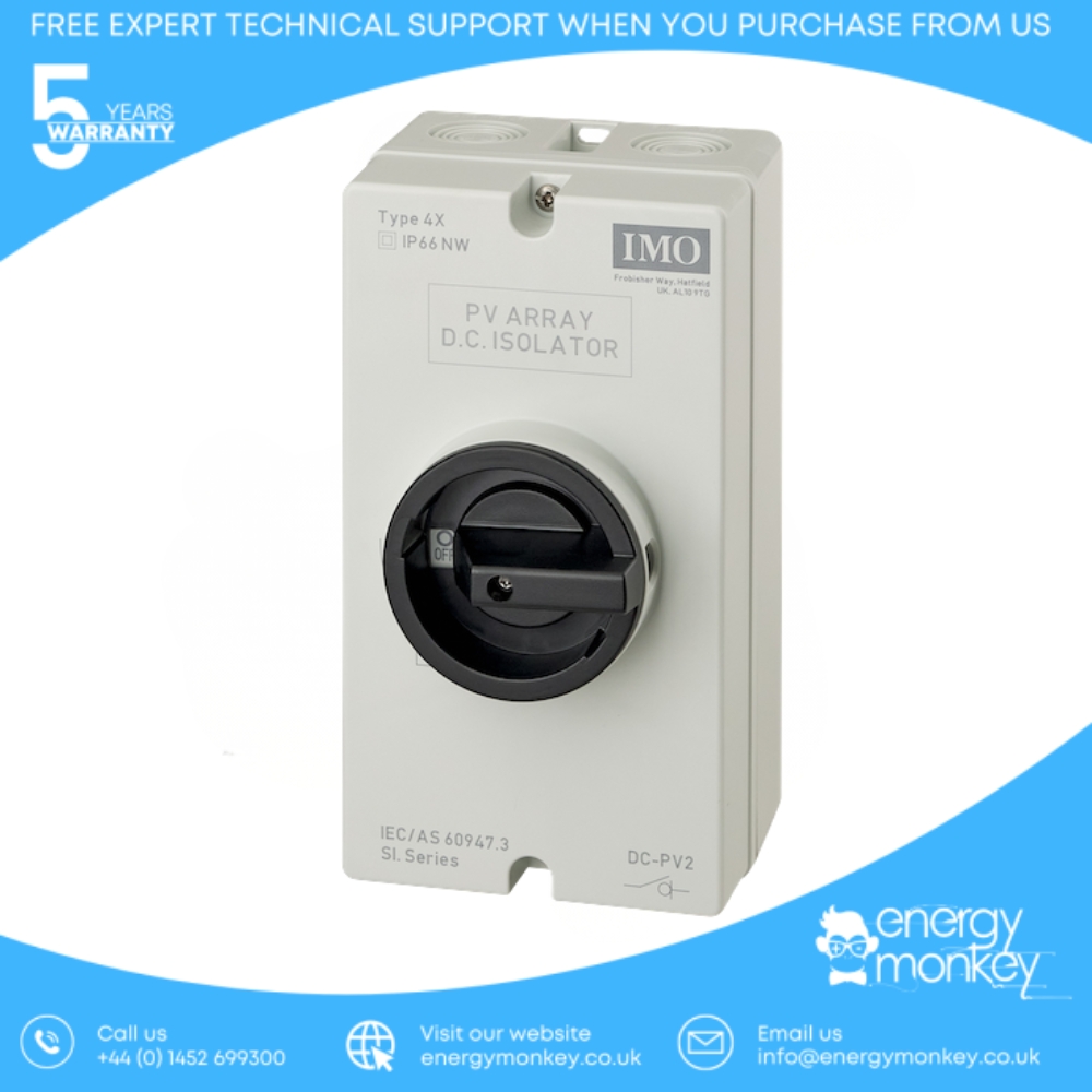 Enclosed DC Switch IP67 Nema 4X 4 Pole 2 String 25A 700VDC Lockable Rotary Handle