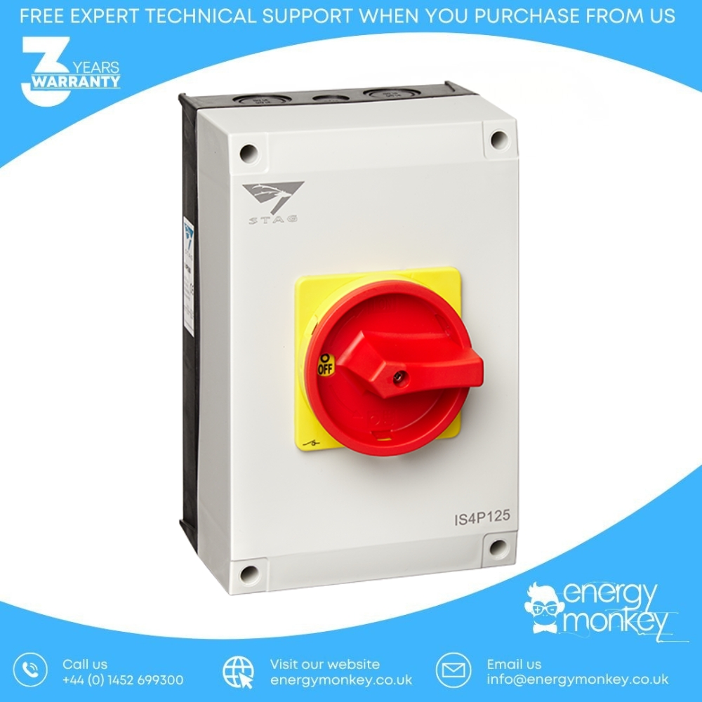 Stag Isolator 4 Pole, 125 Amp Enclosed IP65 (IS4P125)