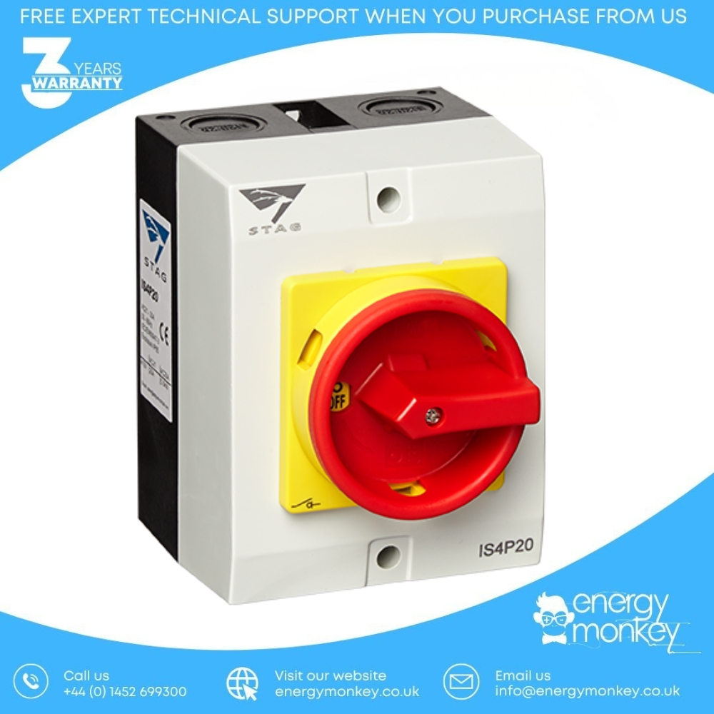 Stag Isolator 4 Pole, 20 Amp Enclosed IP65 (IS4P20)